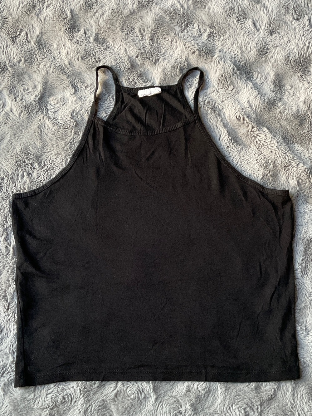 Essentials Black High-Neck Tank Top